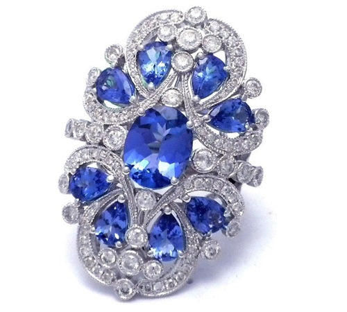 2 tanzanite diamond ring